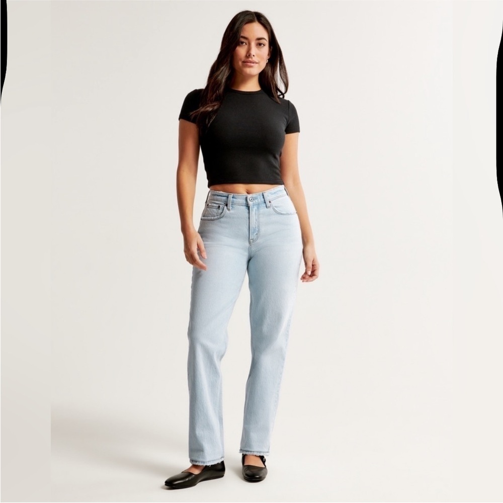 Abercrombie & Fitch 90s Straight Low Rise Curve Love Jeans size 27 Long Tall - Picture 4 of 12